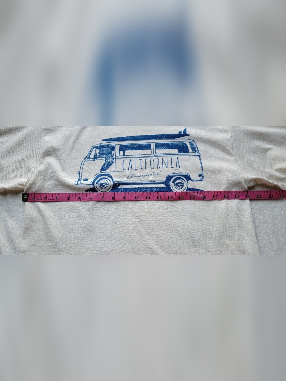 California Surf Van Graphic Tee - Cream with Navy Print - Picture 2 of 5